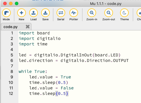 First code.py on Mu
