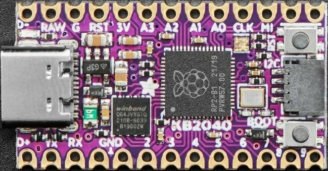 Top view of Adafruit KB2040